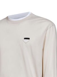 Prada Abbigliamento Men Talc And White Cotton Long-Sleeved T-Shirt