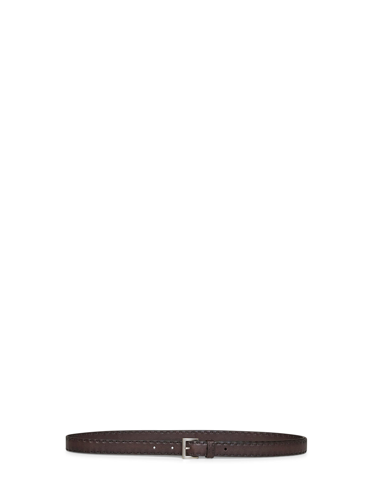 Prada Accessori Pelletteria Women Coffee Antiqued Nappa Leather Belt