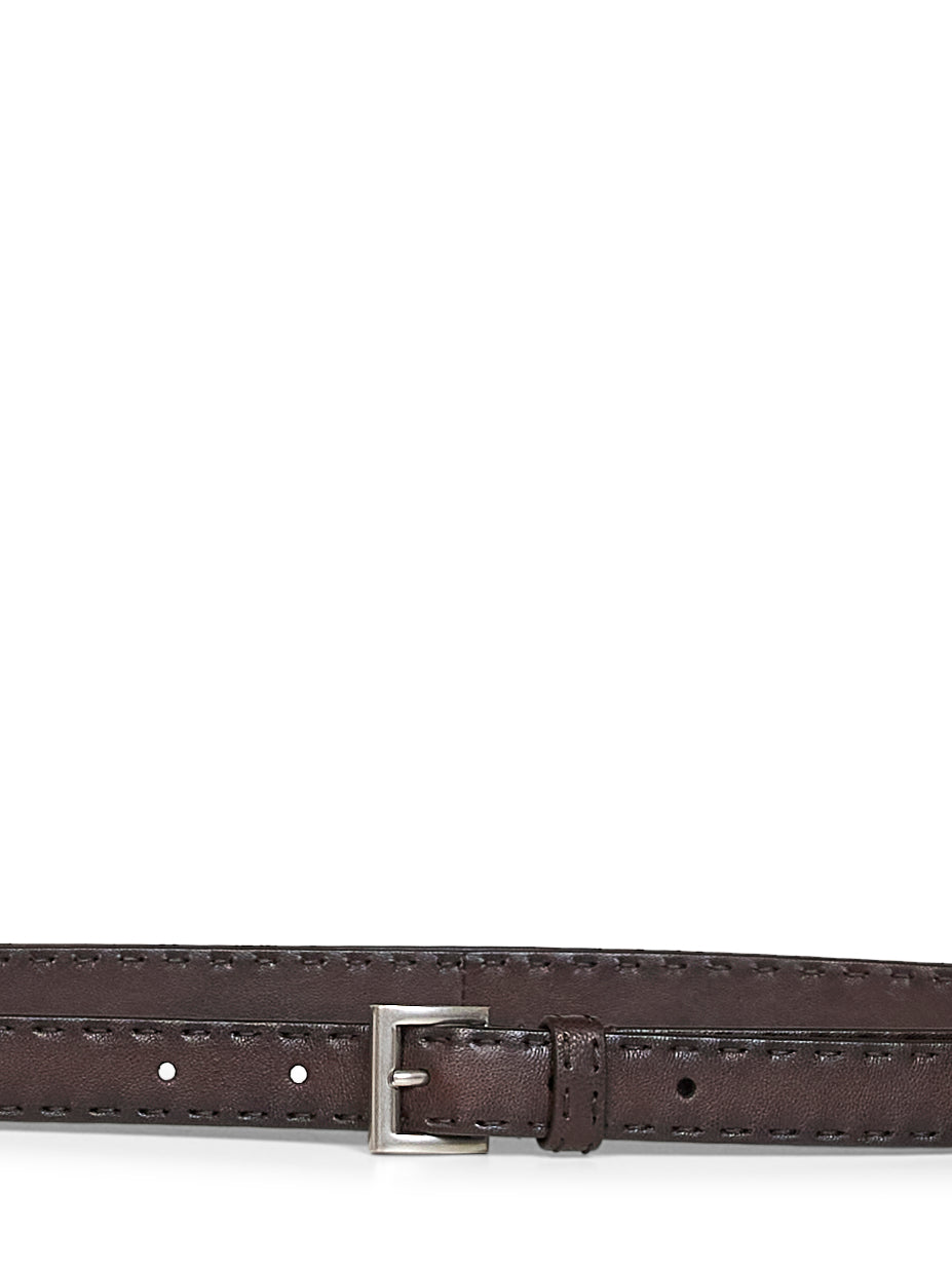 Prada Accessori Pelletteria Women Coffee Antiqued Nappa Leather Belt