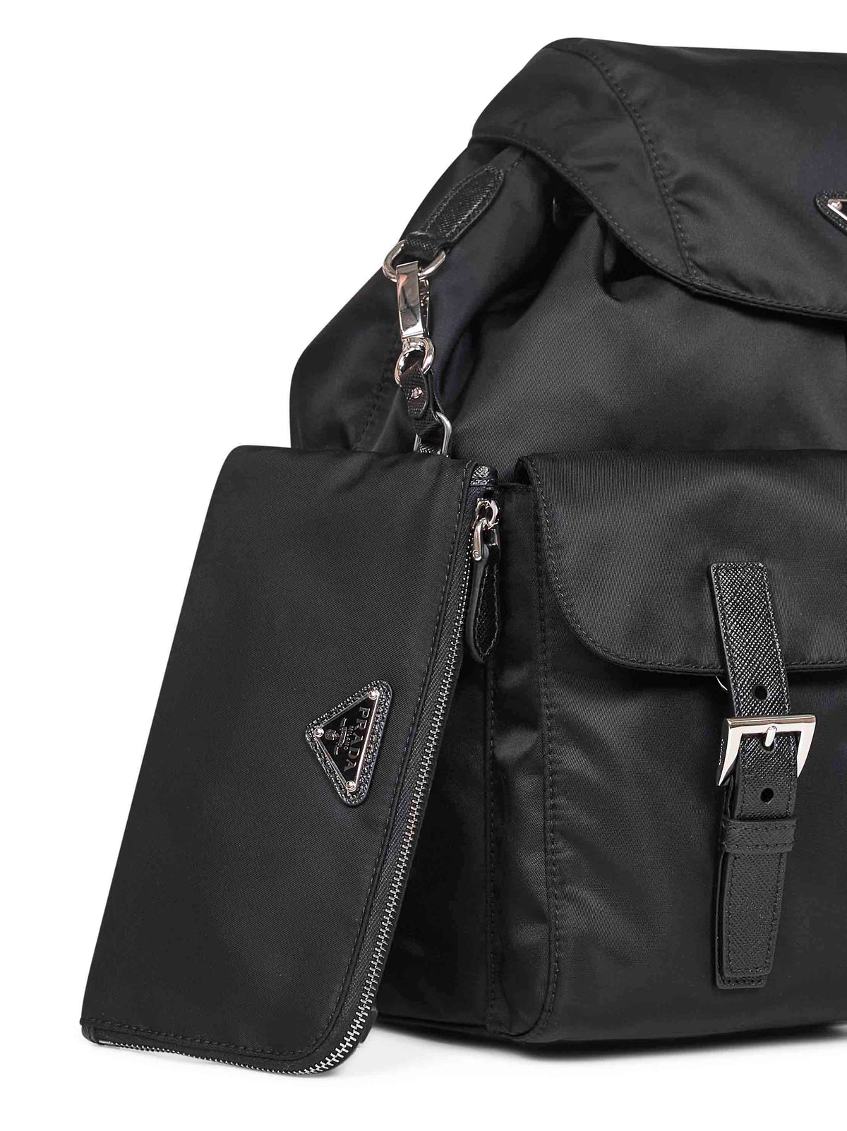 Prada Borse Women Medium Black Backpack With Pouch <Br/>