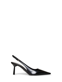Prada Calzature Women Black Brushed Leather Slingback Pumps