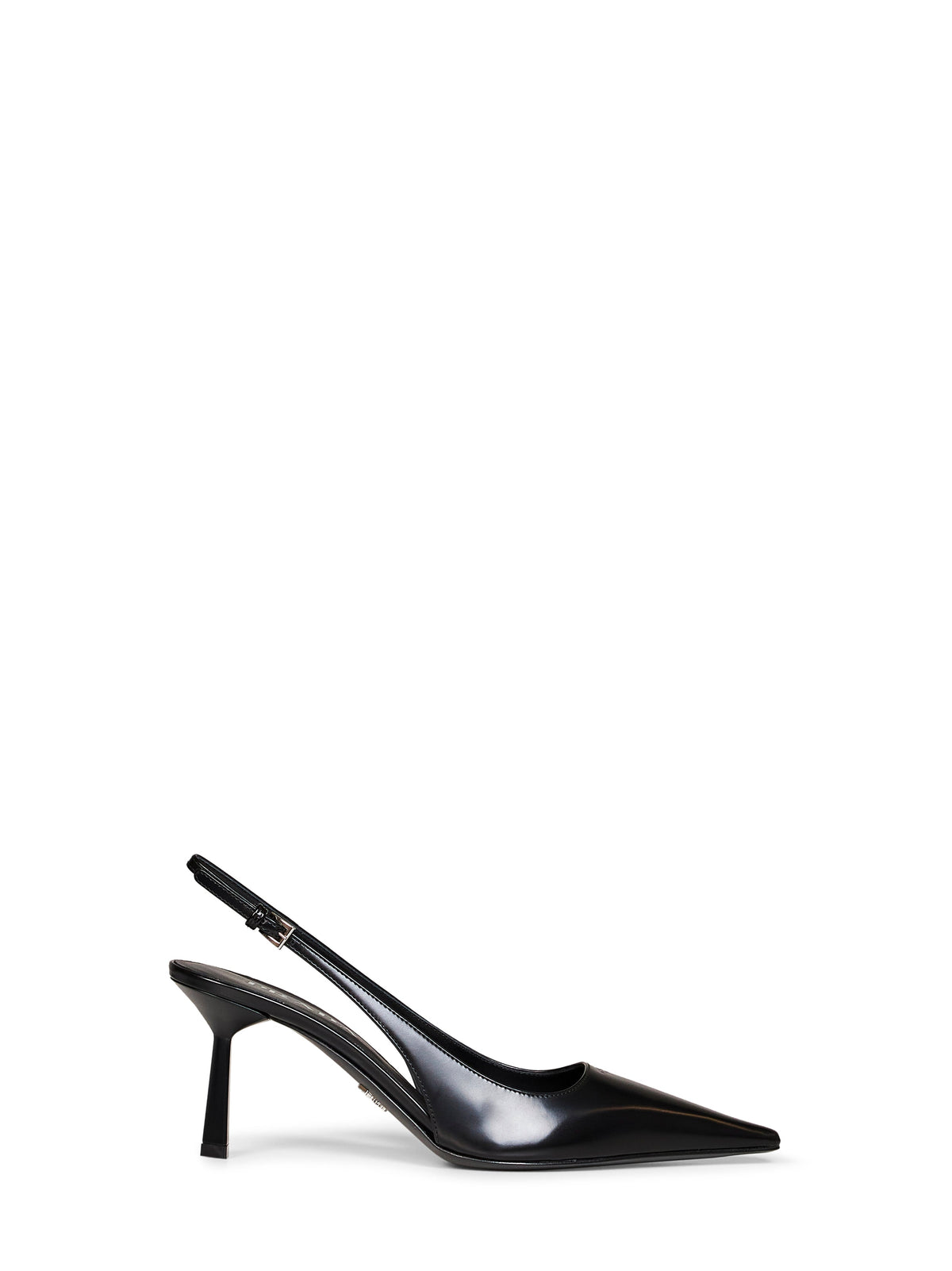 Prada Calzature Women Black Brushed Leather Slingback Pumps