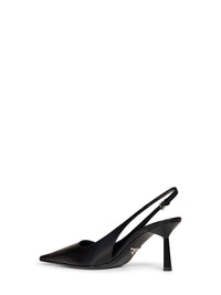 Prada Calzature Women Black Brushed Leather Slingback Pumps