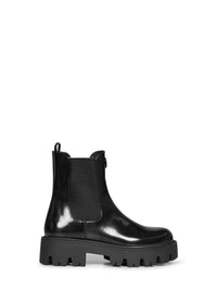 Prada Calzature Women Black Brushed Leather Ankle Boots
