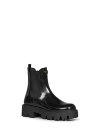 Prada Calzature Women Black Brushed Leather Ankle Boots