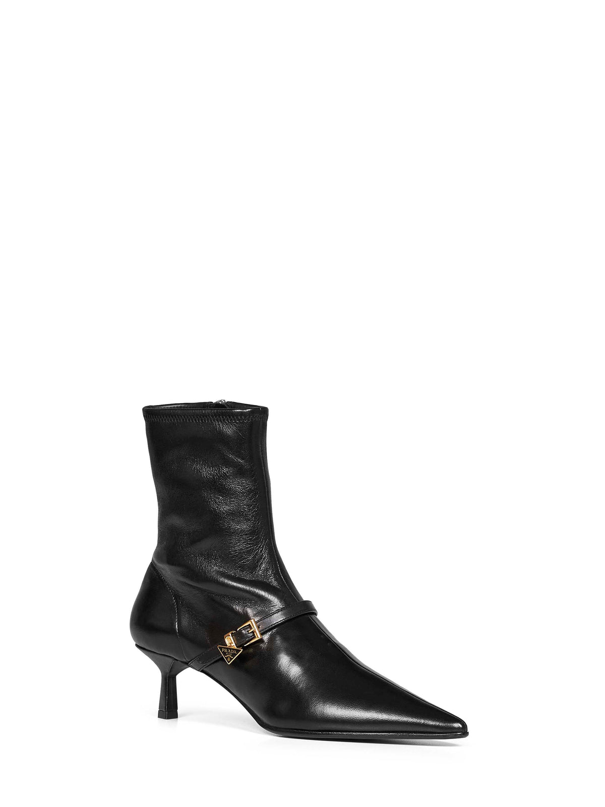 Prada Calzature Women Black Stretch Nappa Leather Ankle Boots