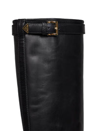 Prada Calzature Women Black Leather Knee-High Boots