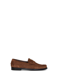 Prada Calzature Men Cocoa Aged-Effect Suede Loafers