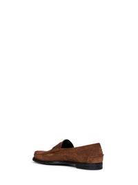 Prada Calzature Men Cocoa Aged-Effect Suede Loafers