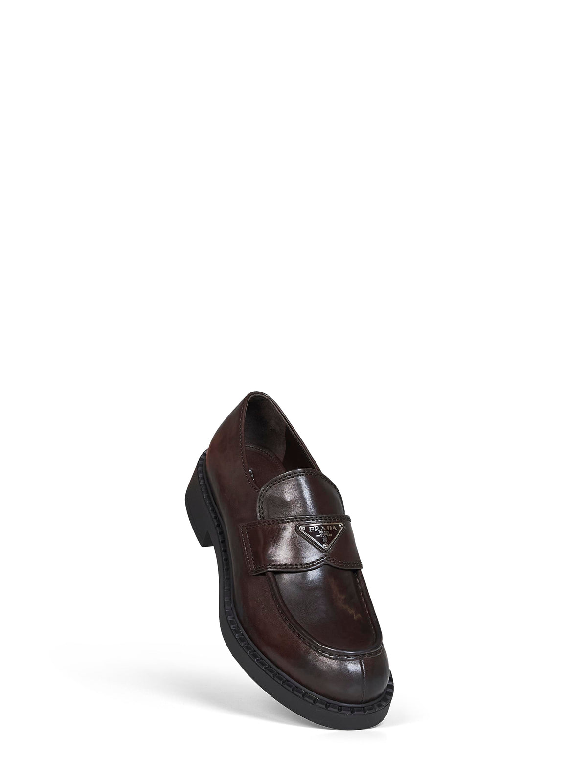 Prada Calzature Men Brown Nappa Leather Chocolate Loafers