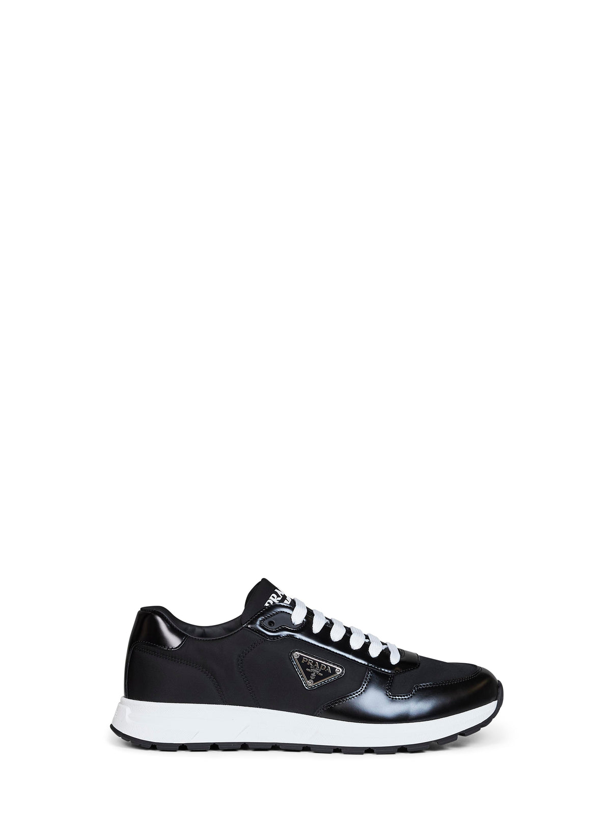 Prada Calzature Men Black Re-Nylon And Brushed Leather Prax 01 Sneakers