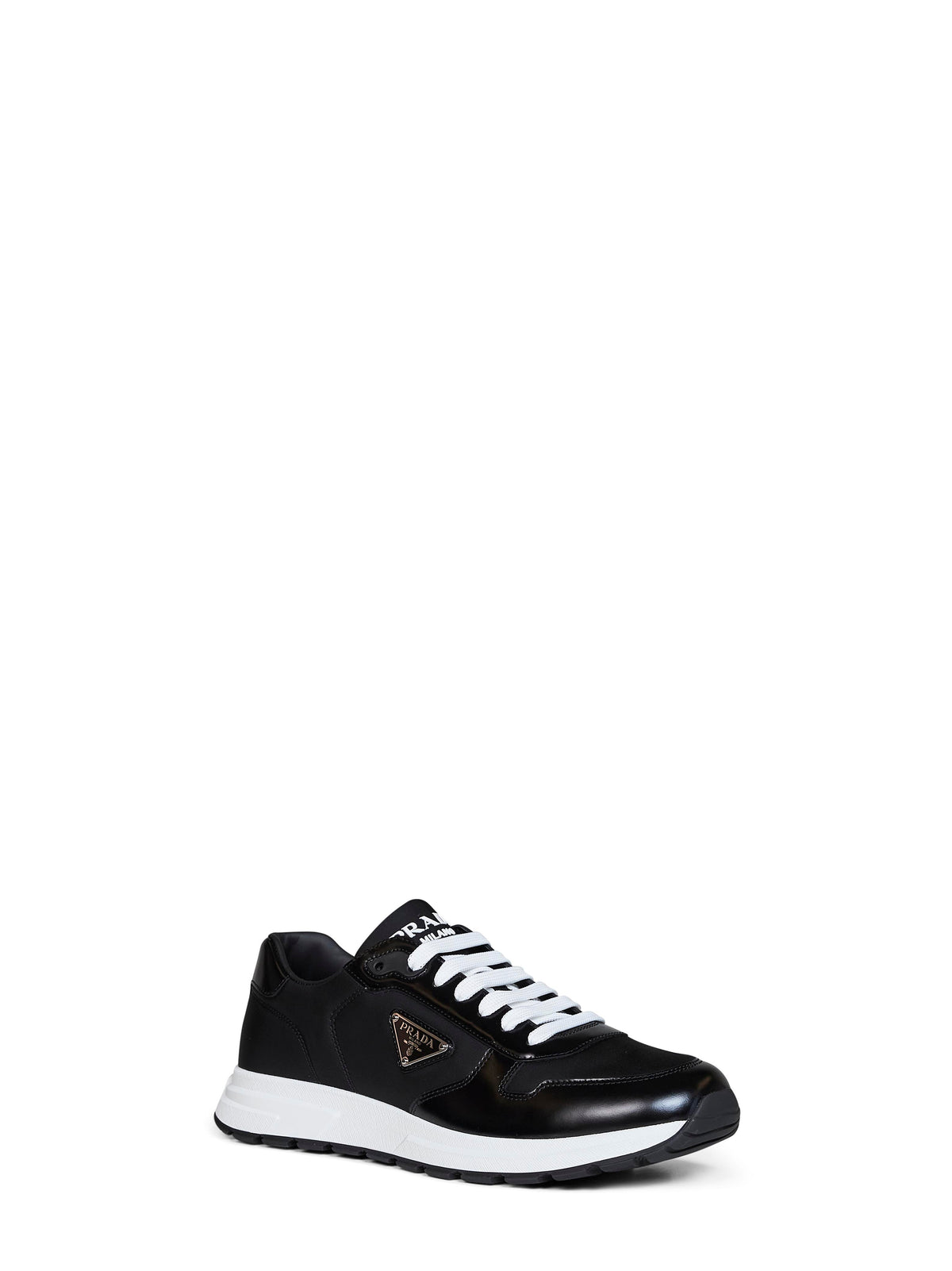 Prada Calzature Men Black Re-Nylon And Brushed Leather Prax 01 Sneakers