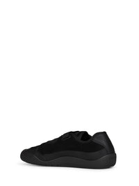 Prada Calzature Men Black Leather And Mesh Fabric Speedrock Sneakers