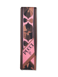 Pucci Women Brown And Coral Onda And Nawaho-Prints Silk Twill Bandeau Scarf