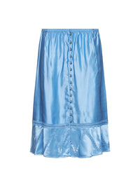 Rabanne Women Sunset Blue Viscose And Silk Satin Midi Skirt With Lace