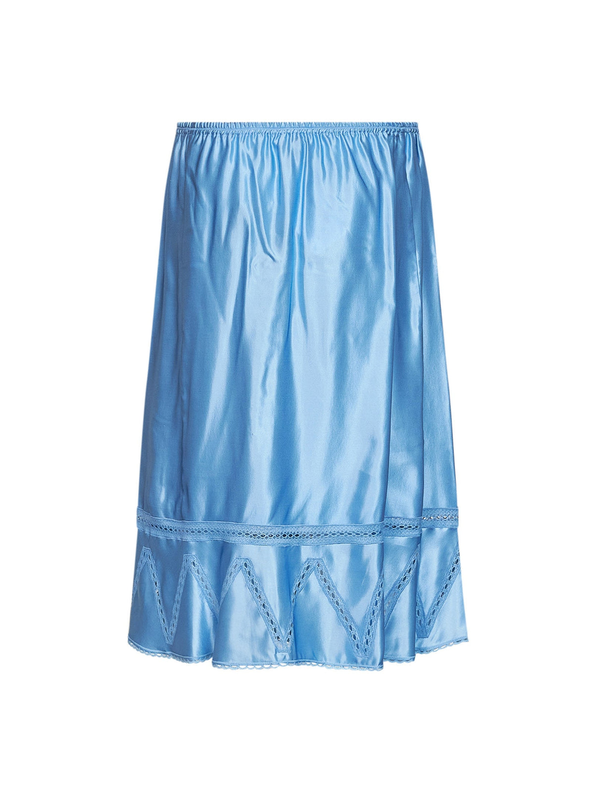 Rabanne Women Sunset Blue Viscose And Silk Satin Midi Skirt With Lace