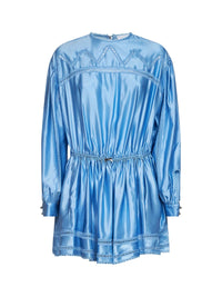 Rabanne Women Sunset Blue Viscose And Silk Satin Mini Dress With Lace