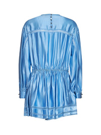 Rabanne Women Sunset Blue Viscose And Silk Satin Mini Dress With Lace