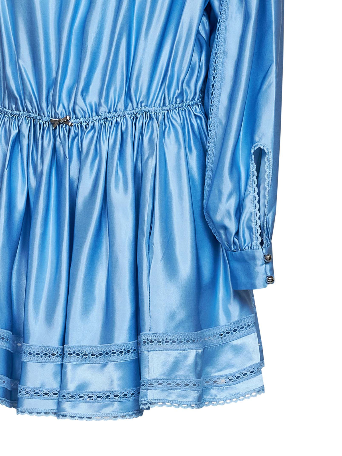 Rabanne Women Sunset Blue Viscose And Silk Satin Mini Dress With Lace