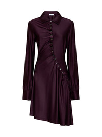 Rabanne Women Magenta Purple Jersey Asymmetric Gathered Mini Dress