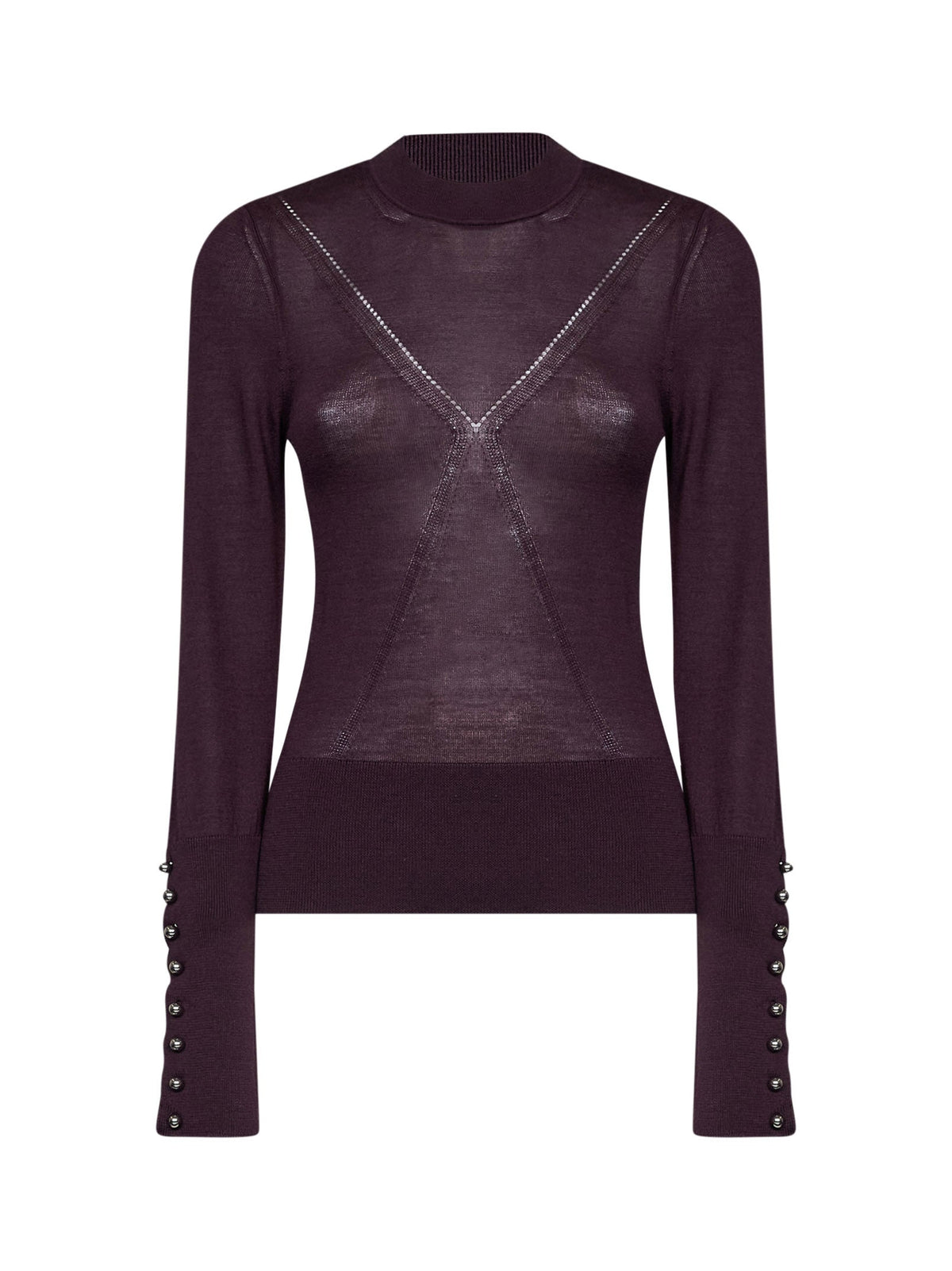 Rabanne Women Aubergine Wool And Silk Knit Sweater
