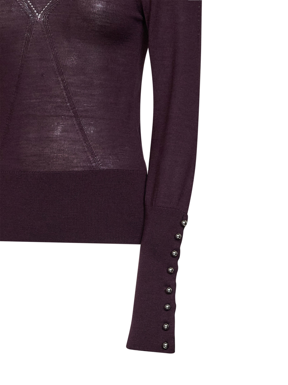 Rabanne Women Aubergine Wool And Silk Knit Sweater