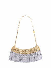Rabanne Women Silver And Light Gold 1969 Skyline Clutch With Shoulder Strap