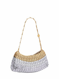 Rabanne Women Silver And Light Gold 1969 Skyline Clutch With Shoulder Strap