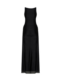 Rabanne Women Black Viscose Jersey And Mesh Long Dress