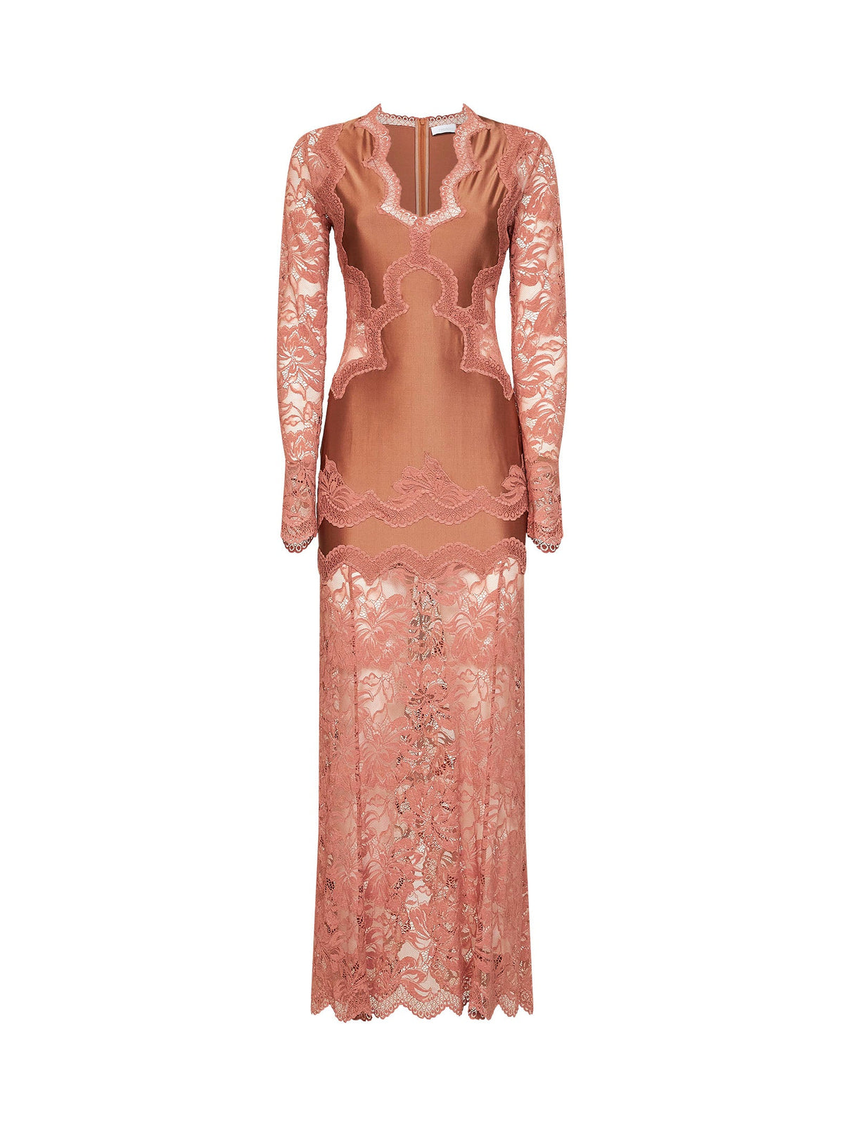 Rabanne Women New Caramel Jersey And Lace Midi Dress