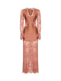 Rabanne Women New Caramel Jersey And Lace Midi Dress
