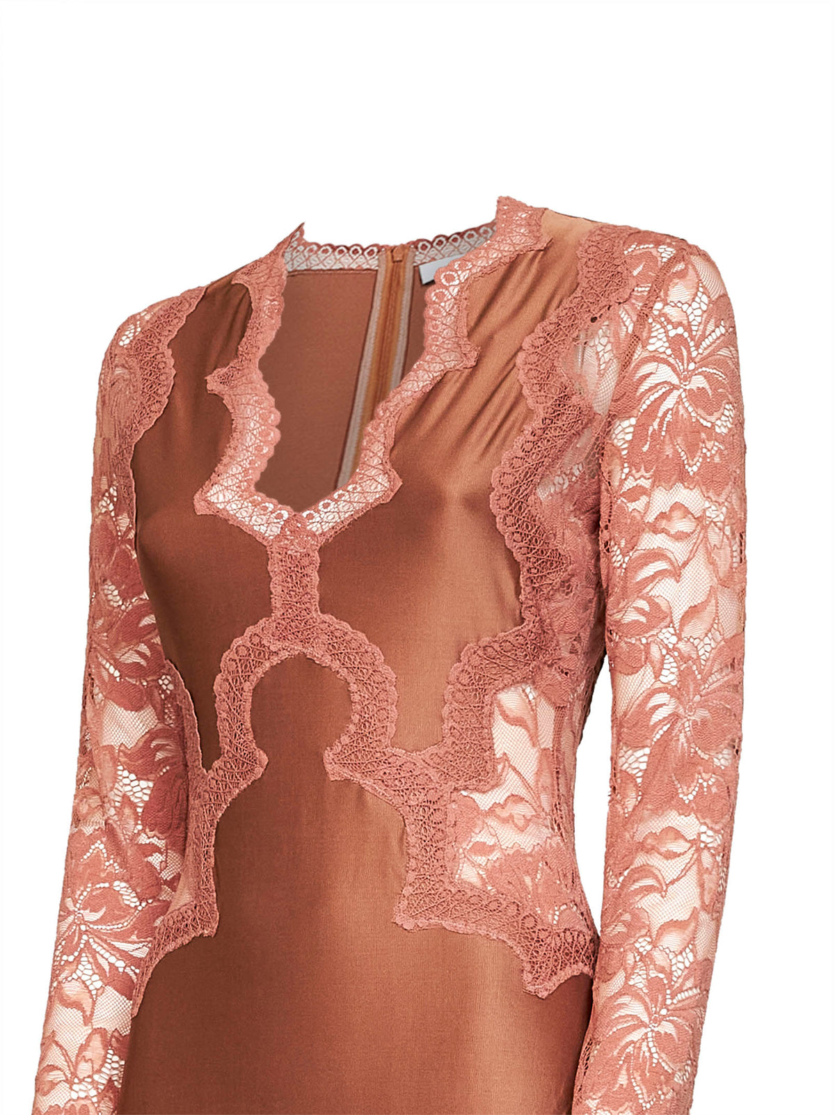 Rabanne Women New Caramel Jersey And Lace Midi Dress