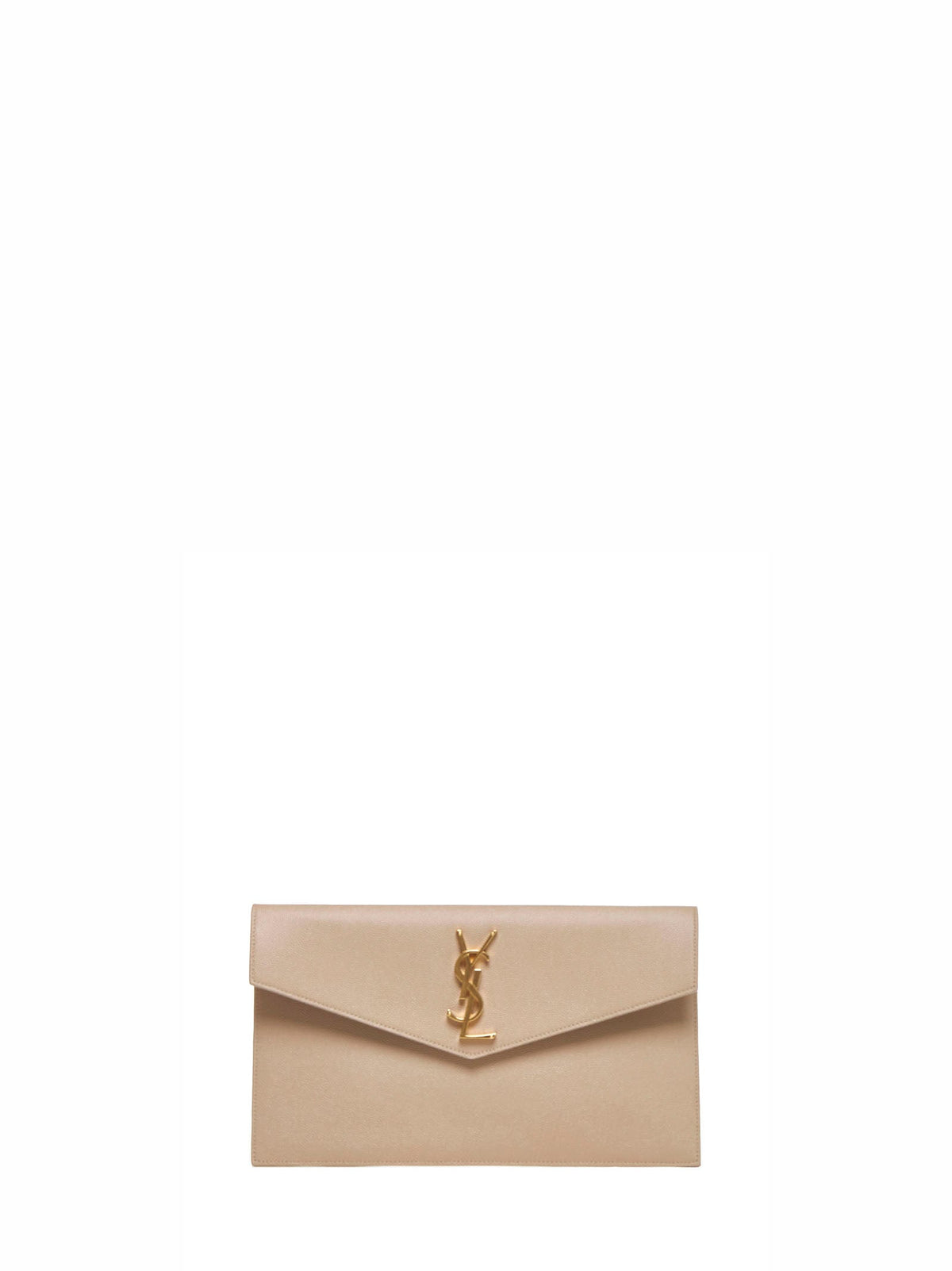 Saint Laurent Women Uptown Clutch In Grain De Poudre Embossed Leather