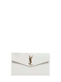 Saint Laurent Women Cream Soft Uptown Clutch Bag