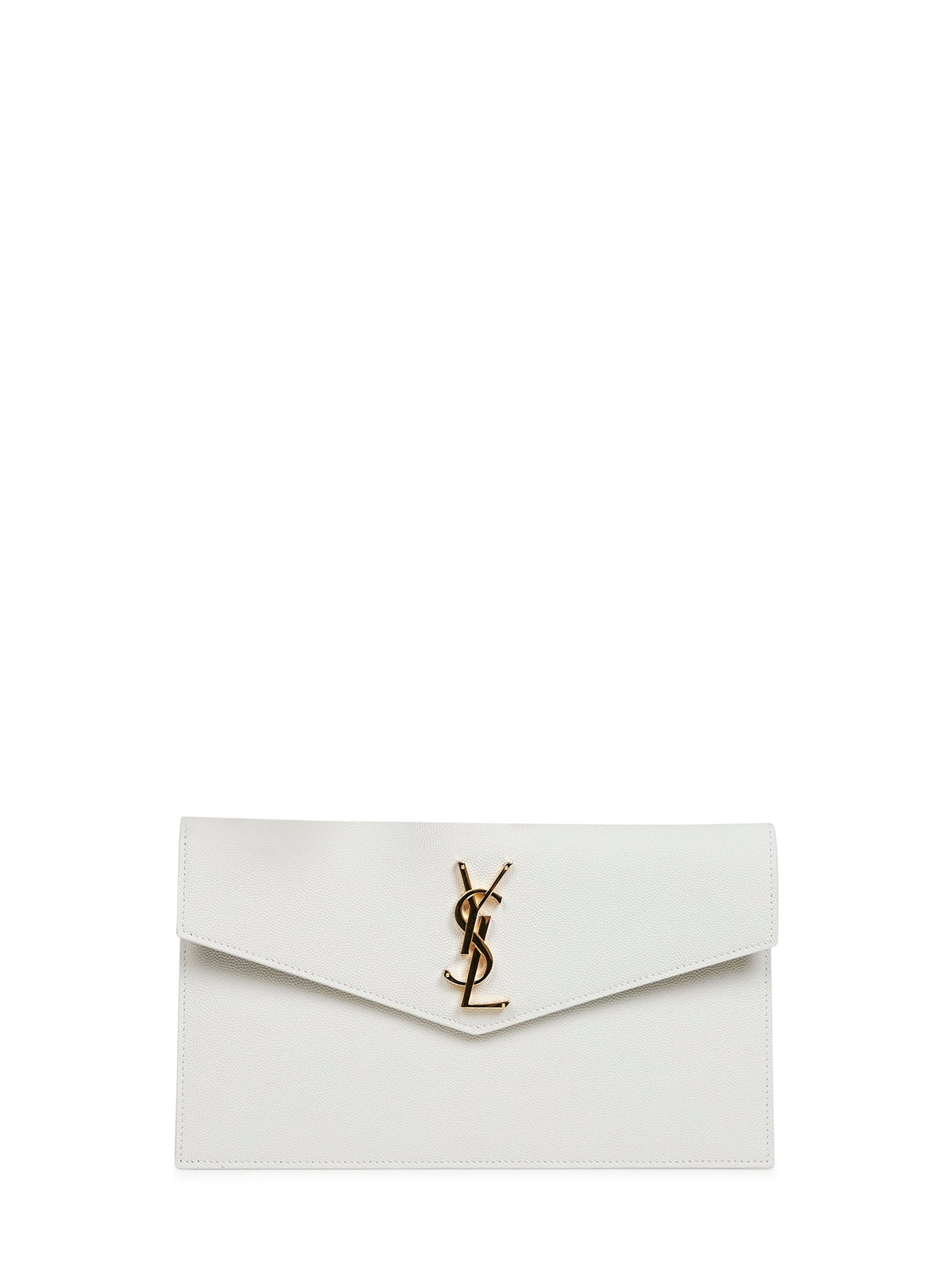 Saint Laurent Women Cream Soft Uptown Clutch Bag