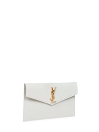 Saint Laurent Women Cream Soft Uptown Clutch Bag