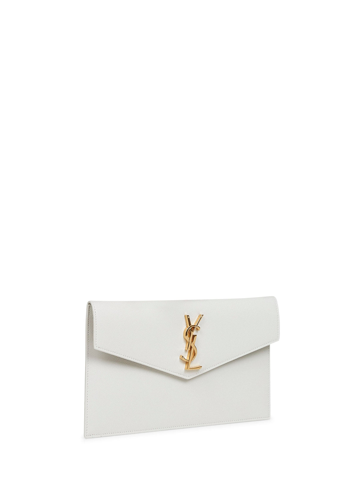 Saint Laurent Women Cream Soft Uptown Clutch Bag