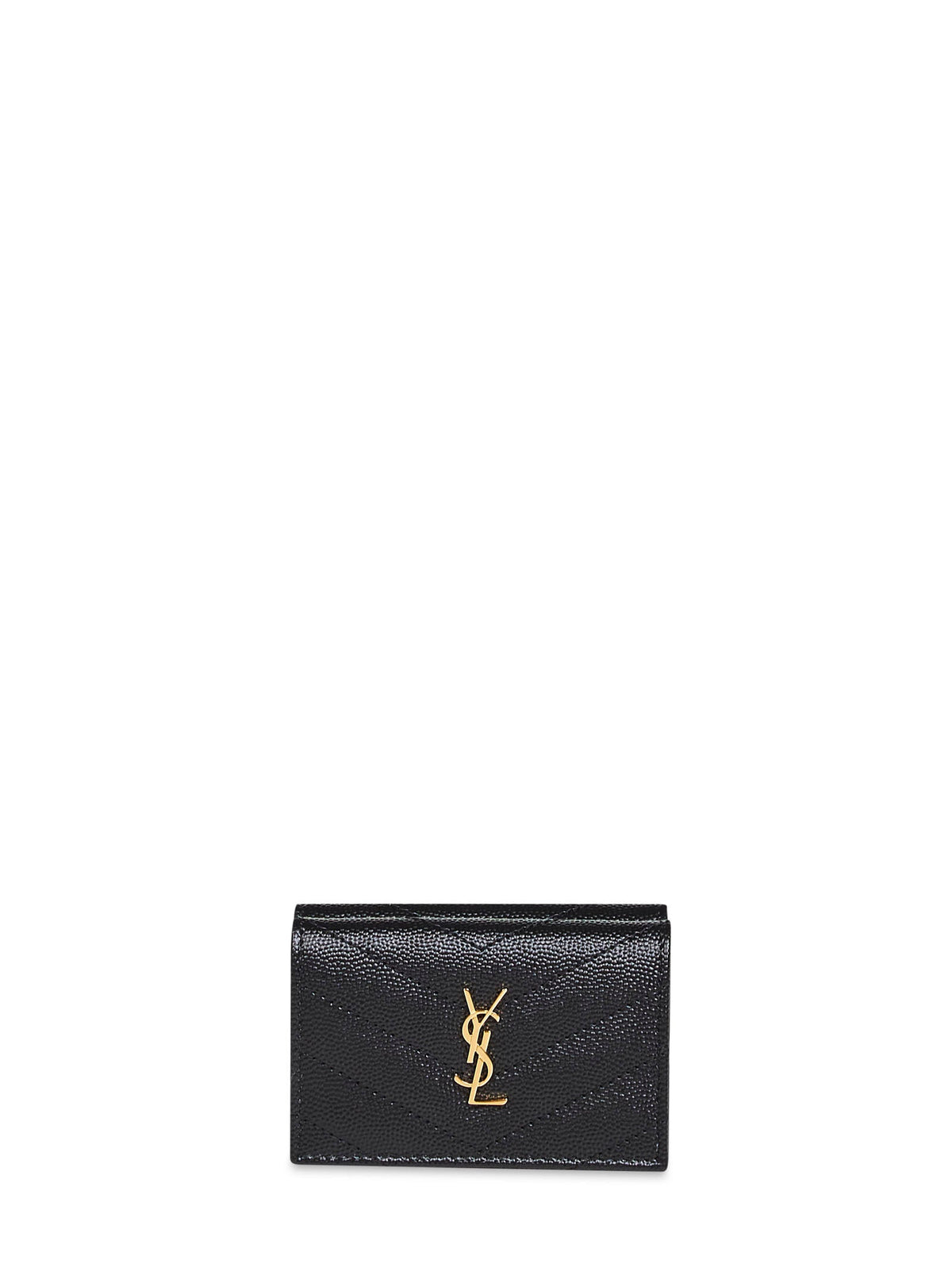 Saint Laurent Women Black Cassandre Origami Tiny Wallet