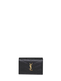 Saint Laurent Women Black Cassandre Origami Tiny Wallet