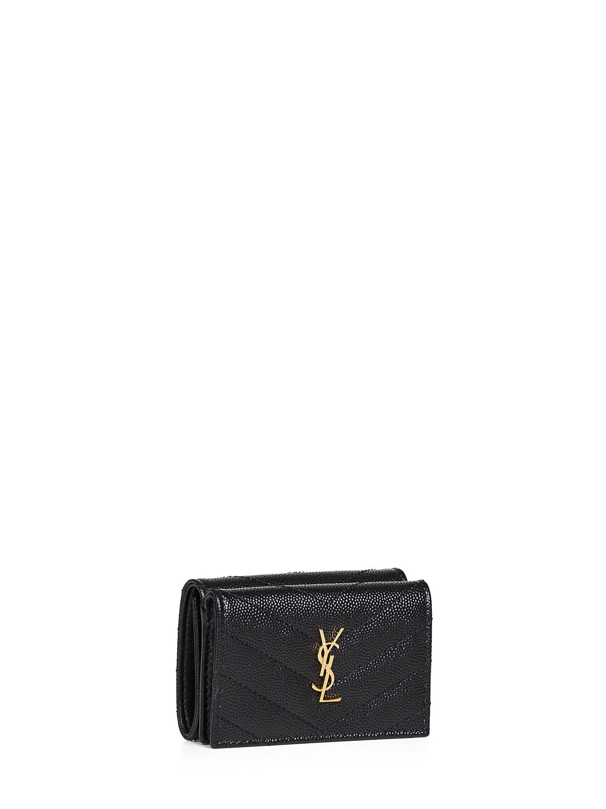 Saint Laurent Women Black Cassandre Origami Tiny Wallet