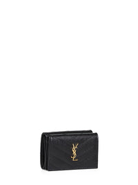 Saint Laurent Women Black Cassandre Origami Tiny Wallet