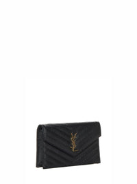 Saint Laurent Women Black Cassandre Classic Envelope Clutch With Chain Shoulde Strap
