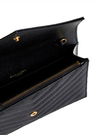 Saint Laurent Women Black Cassandre Classic Envelope Clutch With Chain Shoulde Strap