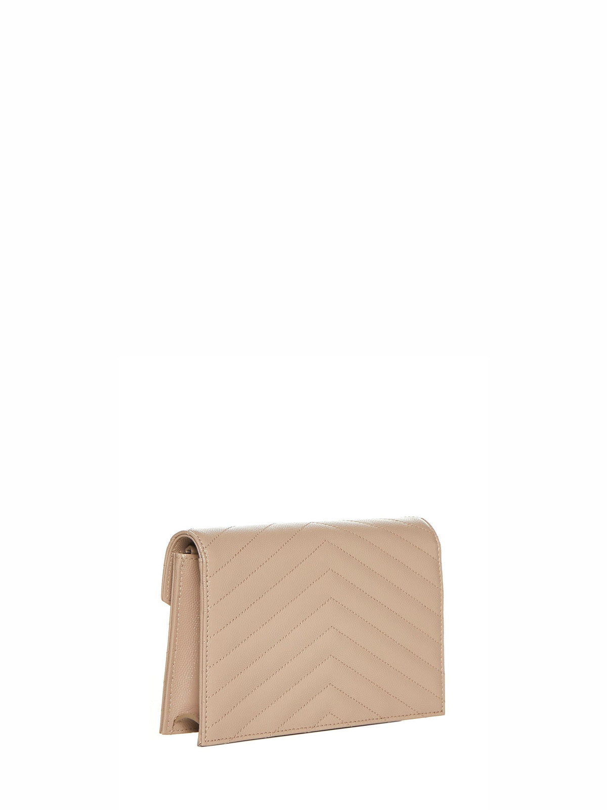 Saint Laurent Women Dark Beige Cassandre Classic Envelope Clutch With Chain Shoulde Strap