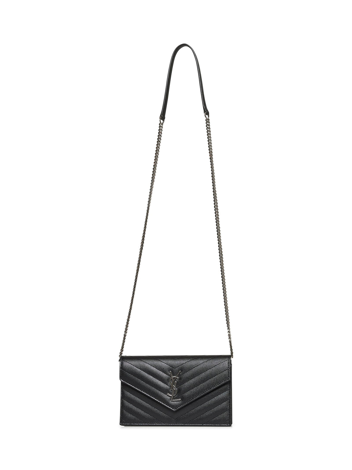 Saint Laurent Women Black Cassandre Envelope Chain Wallet