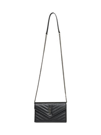 Saint Laurent Women Black Cassandre Envelope Chain Wallet