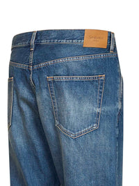 SAINT LAURENT Saint Laurent Men Blue Cotton Denim Mid-Rise Straight-Leg Jeans