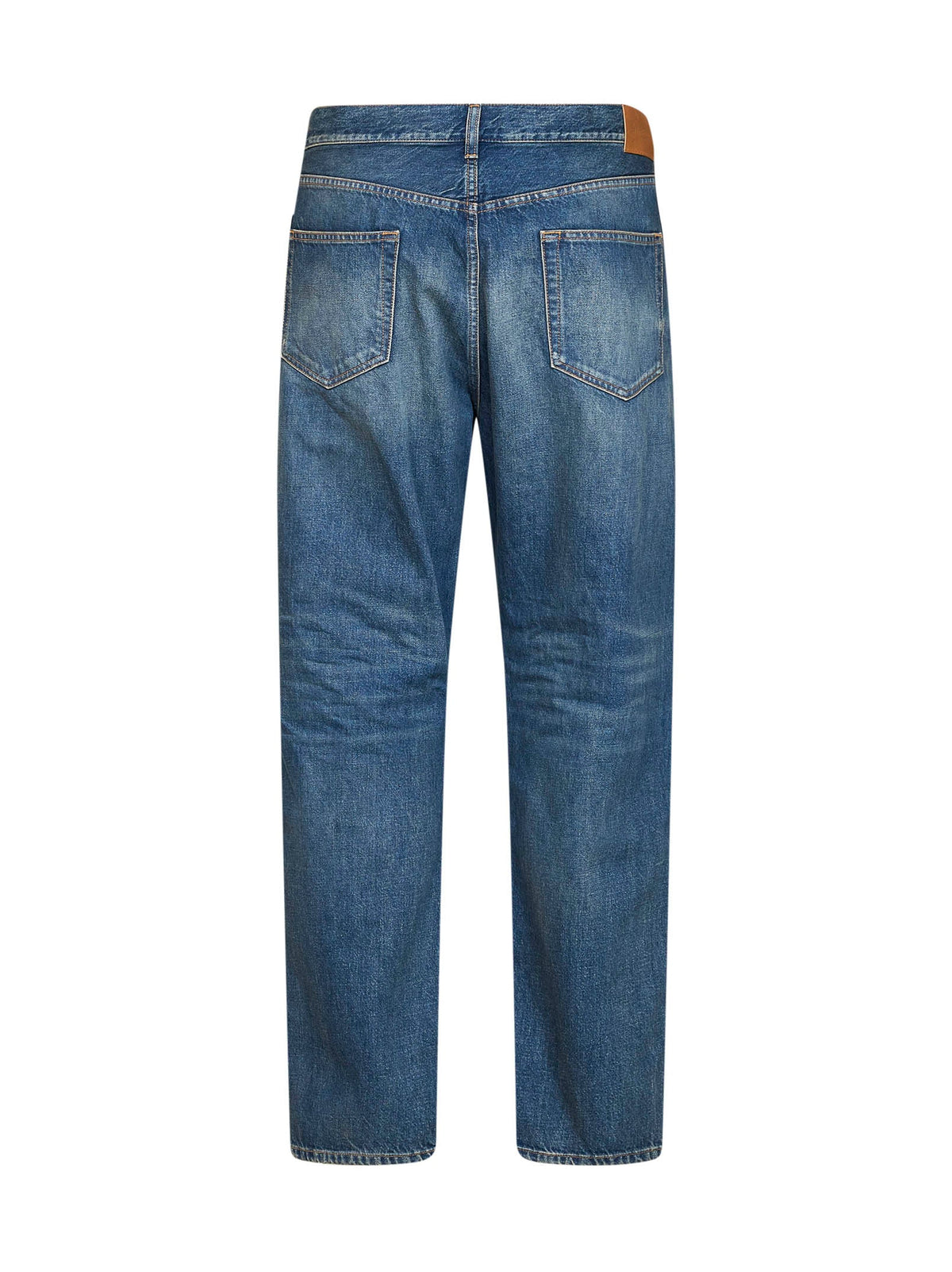 SAINT LAURENT Saint Laurent Men Blue Cotton Denim Mid-Rise Straight-Leg Jeans