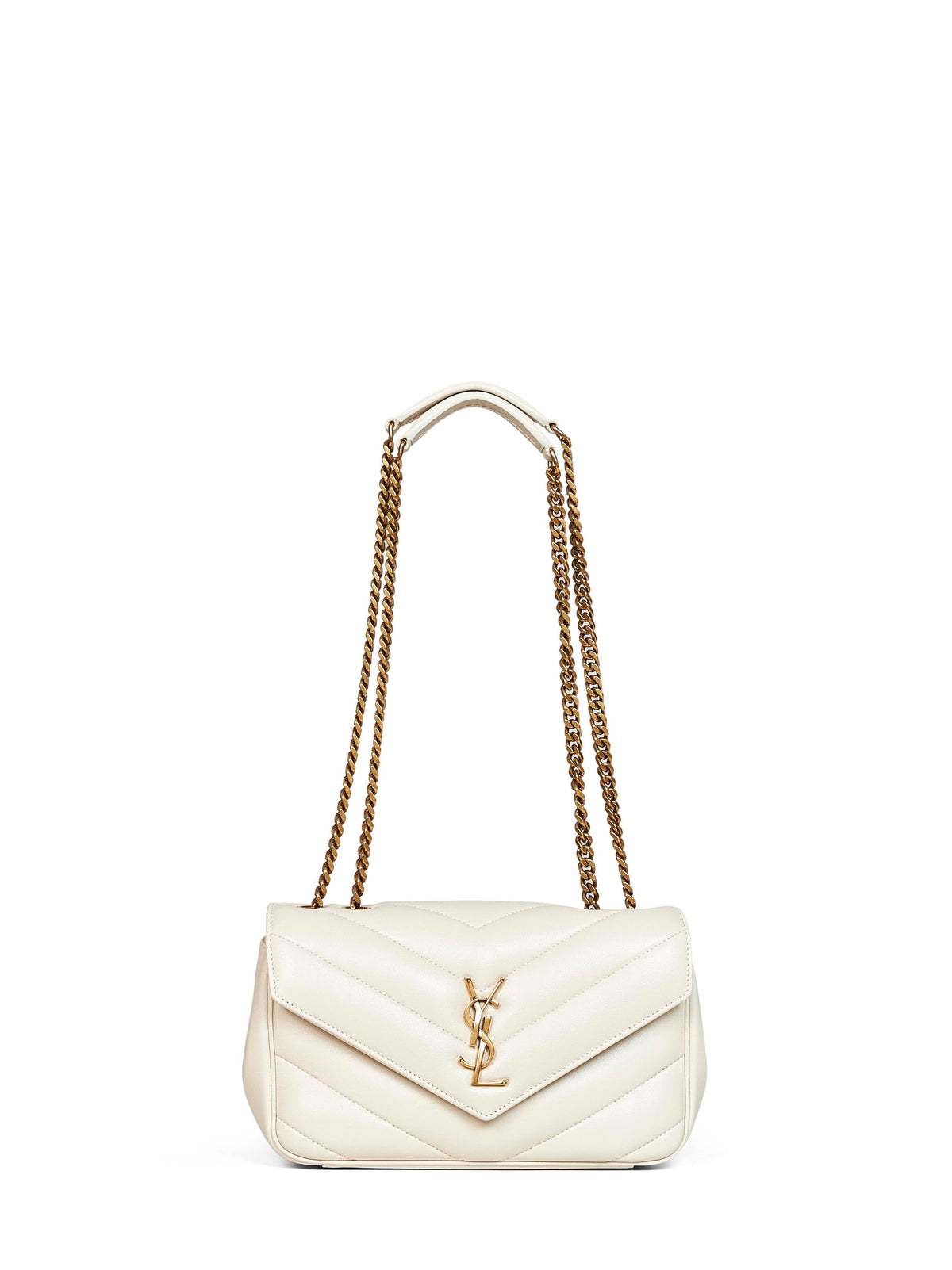 Saint Laurent Women Soft Cream Loulou Small Shoulder Bag