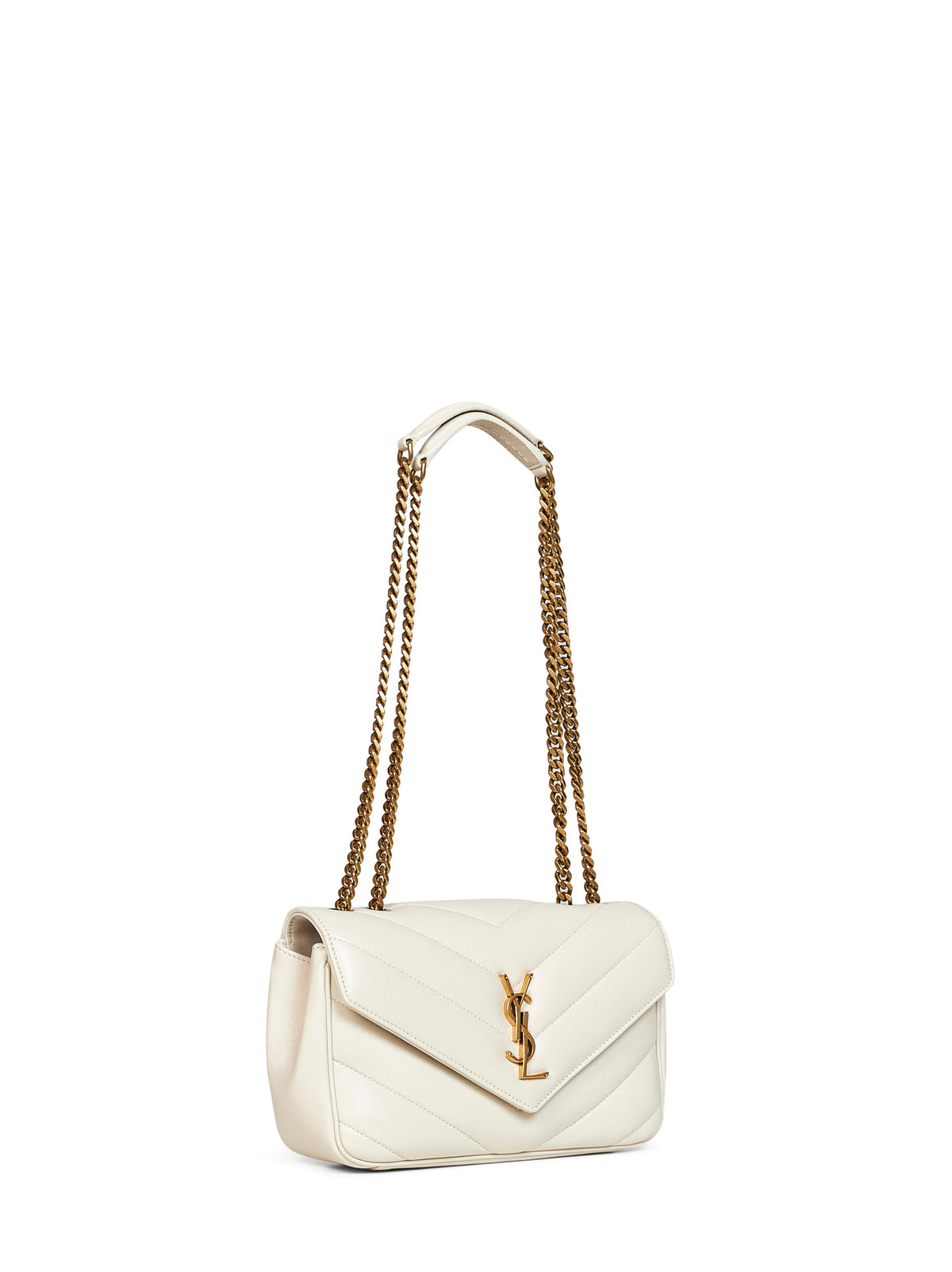Saint Laurent Women Soft Cream Loulou Small Shoulder Bag